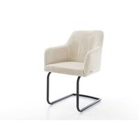 Cantilever Greg-Flex côtelé beige vintage pied cantilever rond noir ressorts ensachés