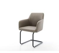 Cantilever Greg-Flex cuir de vache couleur boue pied cantilever rond noir ressorts ensachés
