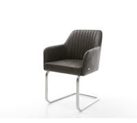 Cantilever Greg-Flex microvelours anthracite vintage pied cantilever plat acier inoxydable brossé ressorts ensachés