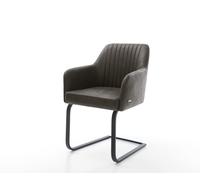 Cantilever Greg-Flex microvelours anthracite vintage pied cantilever plat noir ressorts ensachés
