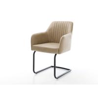 Cantilever Greg-Flex microvelours beige vintage pied cantilever rond noir ressorts ensachés