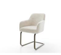 Cantilever Greg-Flex peluche crème-blanc pied cantilever plat aspect titane resorts ensachés