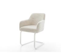 Cantilever Greg-Flex peluche crème-blanc pied cantilever plat blanc resorts ensachés