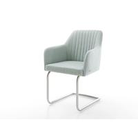 Cantilever Greg-Flex rayures Vert menthe pied cantilever rond acier inoxydable brossé ressorts ensachés