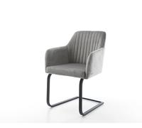 Cantilever Greg-Flex velours gris pied cantilever plat noir ressorts ensachés