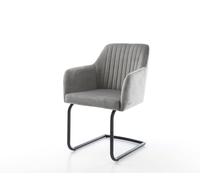 Cantilever Greg-Flex velours gris pied cantilever rond noir ressorts ensachés