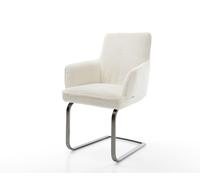 Cantilever Heira-Flex mit Armlehnen bouclé blanc pied cantilever plat grafiete ressorts ensachés