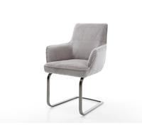 Cantilever Heira-Flex mit Armlehnen côtelé gris argenté pied cantilever plat grafiete ressorts ensachés