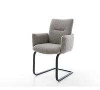 Cantilever Jova-Flex avec accoudoirs bouclé gris argenté pied cantilever plat noir ressorts ensachés