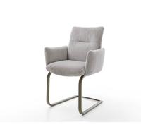 Cantilever Jova-Flex avec accoudoirs côtelé gris argenté pied cantilever plat aspect titane ressorts ensachés