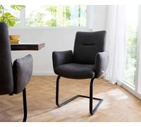 Cantilever Jova-Flex avec accoudoirs microvelours anthracite vintage pied cantilever plat noir ressorts ensachés