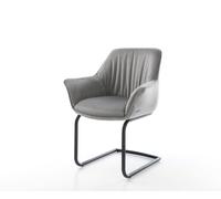 Cantilever Keila-Flex avec accoudoirs velours gris pied cantilever rond noir