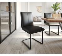Cantilever Lelio-Flex cuir de vache noir pied cantilever plat noir ressorts ensachés