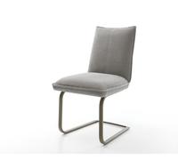 Cantilever Lelio-Flex tissu structuré doux gris pied cantilever plat aspect titane resorts ensachés
