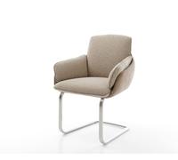 Cantilever Luan-Flex avec accoudoirs tissu mixte couleur boue pied cantilever plat acier inoxydable brossé