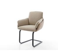 Cantilever Luan-Flex avec accoudoirs tissu mixte couleur boue pied cantilever plat noir