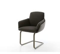 Cantilever Luan-Flex avec accoudoirs tissu mixte noir pied cantilever plat aspect titane