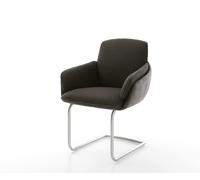 Cantilever Luan-Flex avec accoudoirs tissu mixte noir pied cantilever rond acier inoxydable brossé