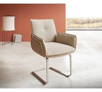 Cantilever Nela-Flex tissu mixte couleur boue pied cantilever plat acier inoxydable brossé