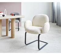 Cantilever Nube-Flex avec accoudoirs bouclé blanc pied cantilever plat noir ressorts ensachés