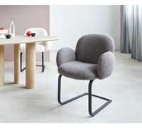 Cantilever Nube-Flex avec accoudoirs bouclé gris argenté pied cantilever plat noir ressorts ensachés