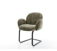 Cantilever Nube-Flex avec accoudoirs chenille olive pied cantilever plat noir ressorts ensachés
