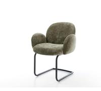 Cantilever Nube-Flex avec accoudoirs chenille olive pied cantilever rond noir ressorts ensachés