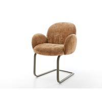 Cantilever Nube-Flex avec accoudoirs chenille rouille pied cantilever plat aspect titane ressorts ensachés