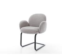 Cantilever Nube-Flex avec accoudoirs côtelé gris argenté pied cantilever plat noir ressorts ensachés