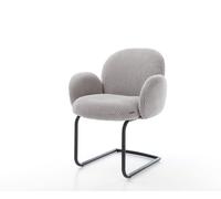 Cantilever Nube-Flex avec accoudoirs côtelé gris argenté pied cantilever rond noir ressorts ensachés