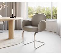 Cantilever Nube-Flex avec accoudoirs cuir de vache couleur boue pied cantilever plat acier inoxydable brossé ressorts ensachés