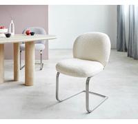 Cantilever Nube-Flex bouclé blanc pied cantilever plat acier inoxydable brossé ressorts ensachés