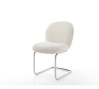 Cantilever Nube-Flex bouclé blanc pied cantilever rond acier inoxydable brossé ressorts ensachés