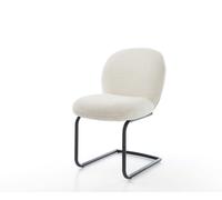 Cantilever Nube-Flex bouclé blanc pied cantilever rond noir ressorts ensachés