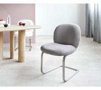 Cantilever Nube-Flex côtelé gris argenté pied cantilever plat acier inoxydable brossé ressorts ensachés