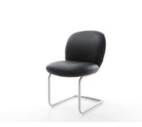 Cantilever Nube-Flex cuir de vache noir pied cantilever rond acier inoxydable brossé ressorts ensachés