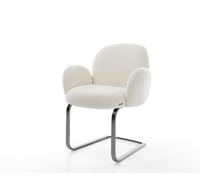 Cantilever Nube-Flex mit Armlehnen bouclé blanc pied cantilever plat grafiete ressorts ensachés