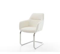 Cantilever Pejo-Flex bouclé blanc pied cantilever plat acier inoxydable brossé ressorts ensachés