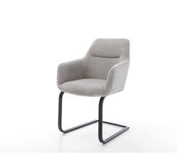 Cantilever Pejo-Flex côtelé gris argenté pied cantilever plat noir ressorts ensachés