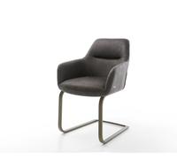 Cantilever Pejo-Flex microvelours anthracite vintage pied cantilever plat aspect titane ressorts ensachés