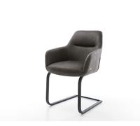 Cantilever Pejo-Flex microvelours anthracite vintage pied cantilever plat noir ressorts ensachés