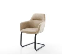 Cantilever Pejo-Flex microvelours beige vintage pied cantilever plat noir ressorts ensachés