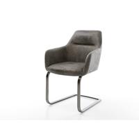 DeLife Chaise-à-Bascule Pejo-Flex Pied Cantilever Plat grafiete microvelours Gris Antique Ressorts ensachés