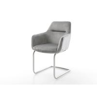 Cantilever Pejo-Flex velours gris pied cantilever rond acier inoxydable brossé ressorts ensachés