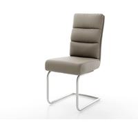 Cantilever Pela-Flex cuir de vache couleur boue pied cantilever rond acier inoxydable brossé ressorts ensachés
