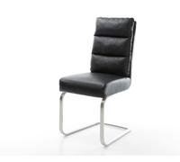 Cantilever Pela-Flex cuir de vache noir pied cantilever plat acier inoxydable brossé ressorts ensachés