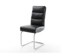 Cantilever Pela-Flex cuir de vache noir pied cantilever rond acier inoxydable brossé ressorts ensachés