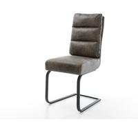Cantilever Pela-Flex microvelours gris antique pied cantilever plat noir ressorts ensachés