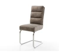 Cantilever Pela-Flex microvelours taupe vintage pied cantilever plat acier inoxydable brossé ressorts ensachés
