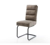 Cantilever Pela-Flex microvelours taupe vintage pied cantilever rond noir ressorts ensachés